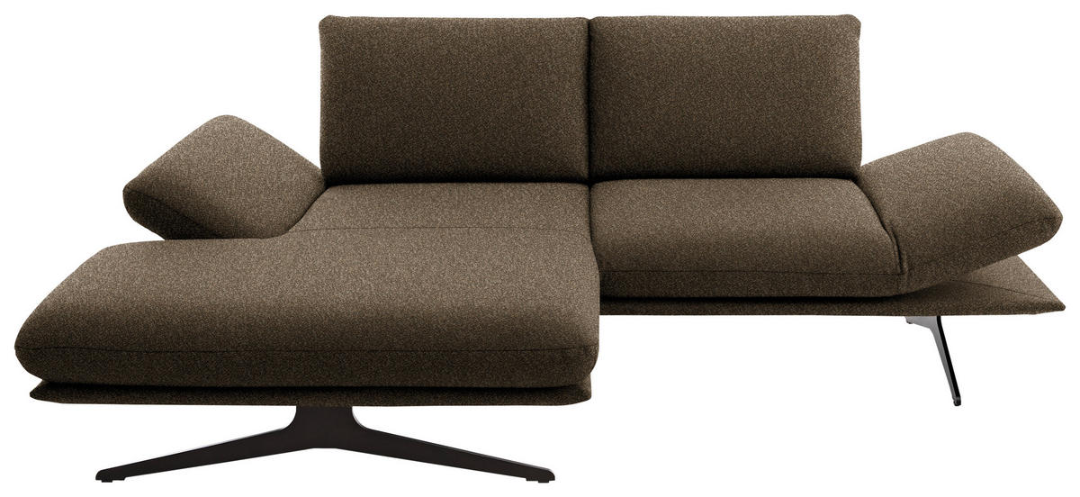 ECKSOFA Flachgewebe Dunkelbraun  - Dunkelbraun/Schwarz, Design, Textil/Metall (155/234cm) - Dieter Knoll
