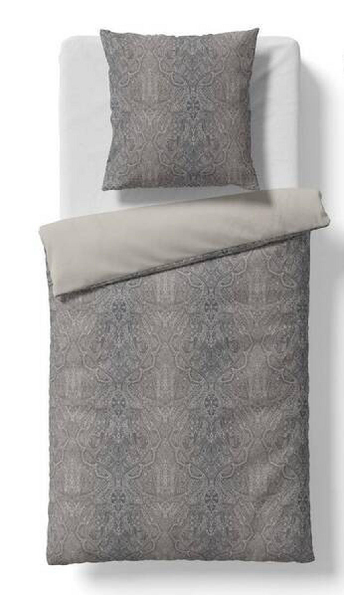 BETTWÄSCHESET Black Premium Damast Damast 160/210 cm  65 cm/100 cm  - Perlmutt, Basics, Textil (160/210cm) - Fleuresse