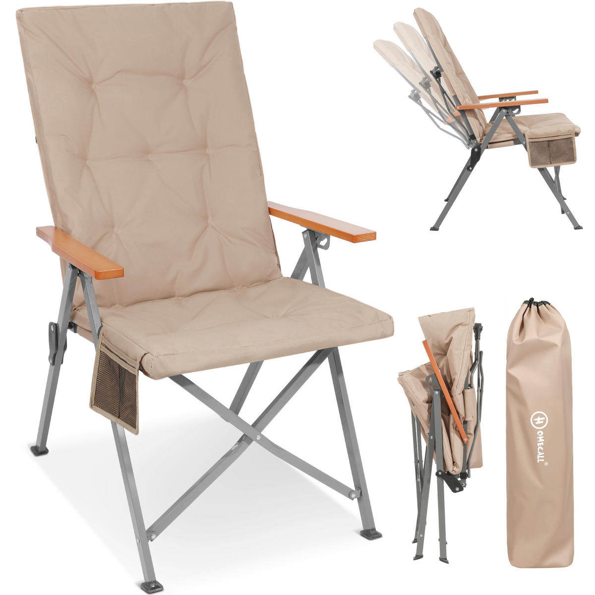 CAMPINGSESSEL - Beige/Silberfarben, Basics, Textil/Metall (54/102/71cm) - Modante