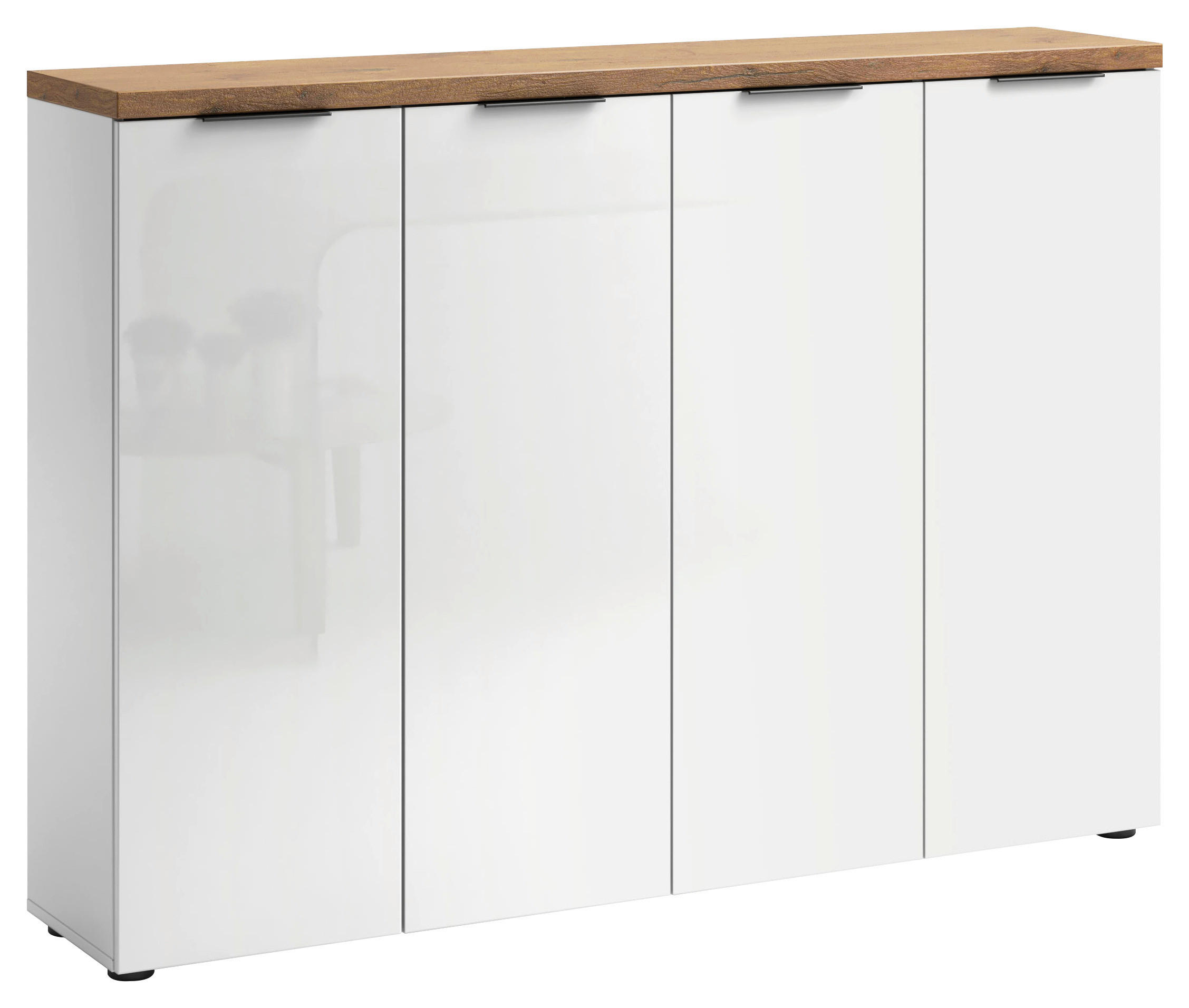 SCHUHSCHRANK 160,4/115/34 cm  - Eichefarben/Alufarben, Design, Holzwerkstoff/Kunststoff (160,4/115/34cm) - Xora