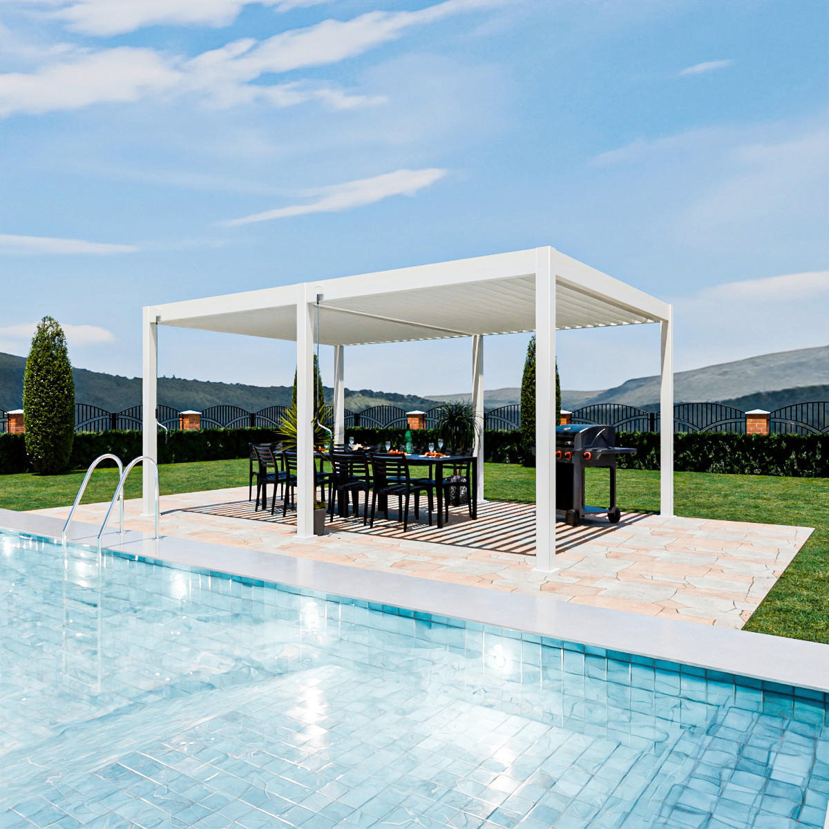 PERGOLA 360/255/530 cm   - Weiß Hochglanz, Basics, Metall (360/255/530cm) - Gardenson
