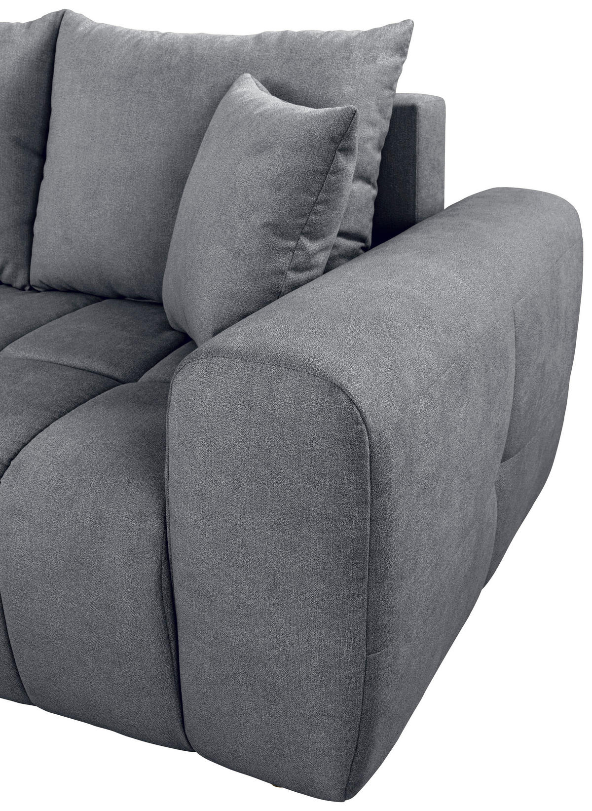 ECKSOFA in Velours Dunkelgrau  168/298 cm  - Dunkelgrau/Schwarz, KONVENTIONELL, Kunststoff/Textil (168/298cm) - Carryhome