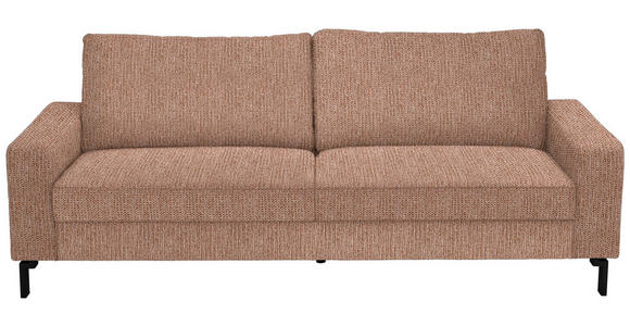 3-SITZER-SOFA  in Flachgewebe Aprikose  - Aprikose/Schwarz, Design, Textil/Metall (218/86/97cm) - Hom`in