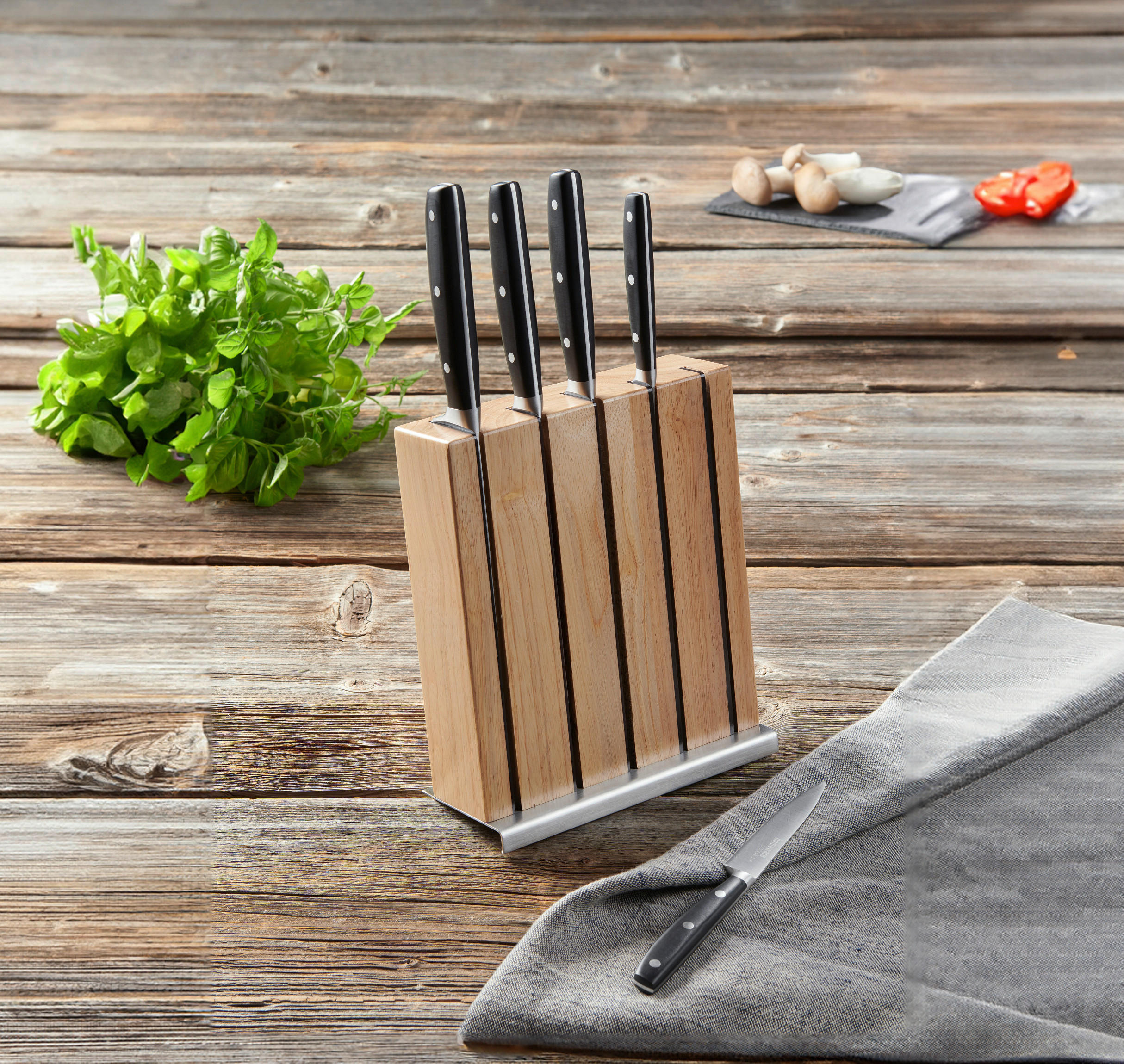 MESSERBLOCK 6-teilig  - Hellbraun/Schwarz, Basics, Holz/Kunststoff - Homeware Profession.