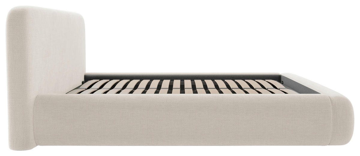 POLSTERBETT 180/200 cm,  in Beige, gepolstertes Kopfteil, Lattenrost, Bettkasten,  - Beige/Schwarz, Design, Holz/Textil (180/200cm) - Chameo