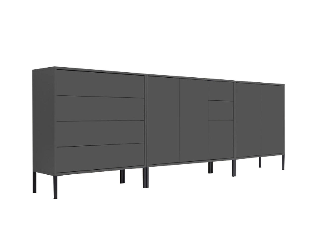 Mid.you Sideboard Anthrazit 263.5x86x33 cm