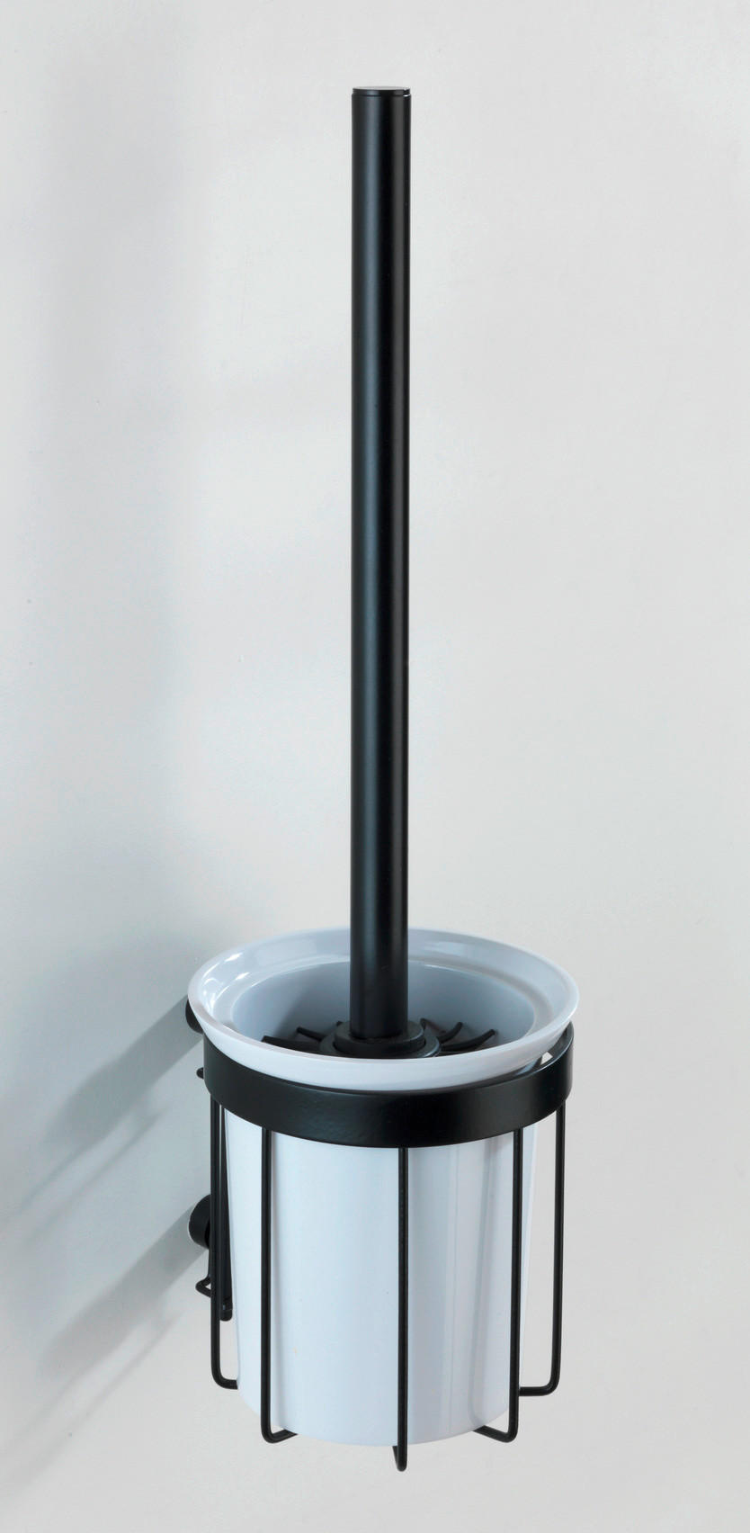 Thumbnail - Wenko Wc-Bürstengarnitur, Schwarz, Kunststoff, 12x36x11 cm, Bürstenkopf austauschbar, Wandbefestigung möglich, Badezimme...