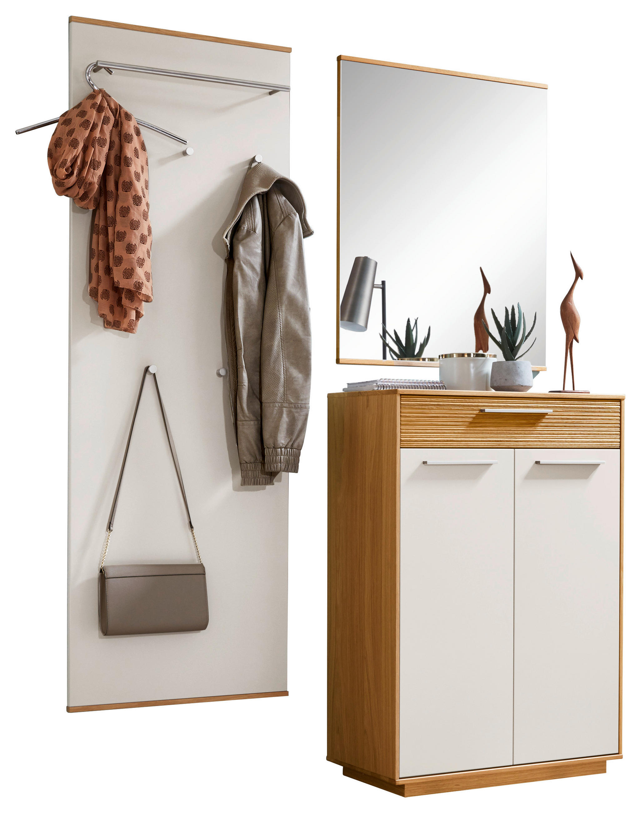 GARDEROBE 3-teilig 145/195/37 cm  - Weiss/Eichefarben, Design, Holz/Holzwerkstoff (145/195/37cm)