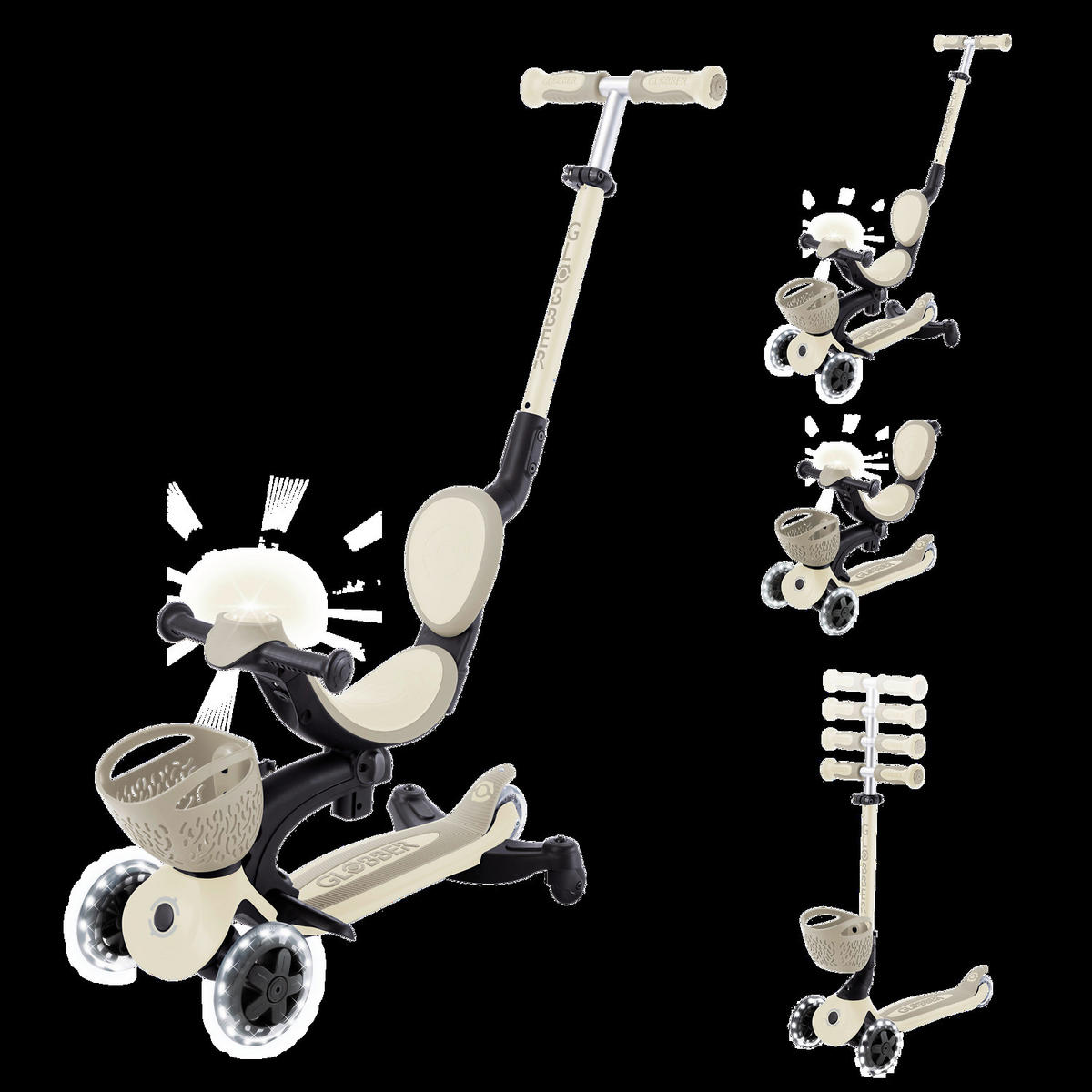 DREIRAD GO-UP BABY 360 LIGHTS  - Taupe, Basics, Kunststoff (75/29,5/102,5cm) - GLOBBER