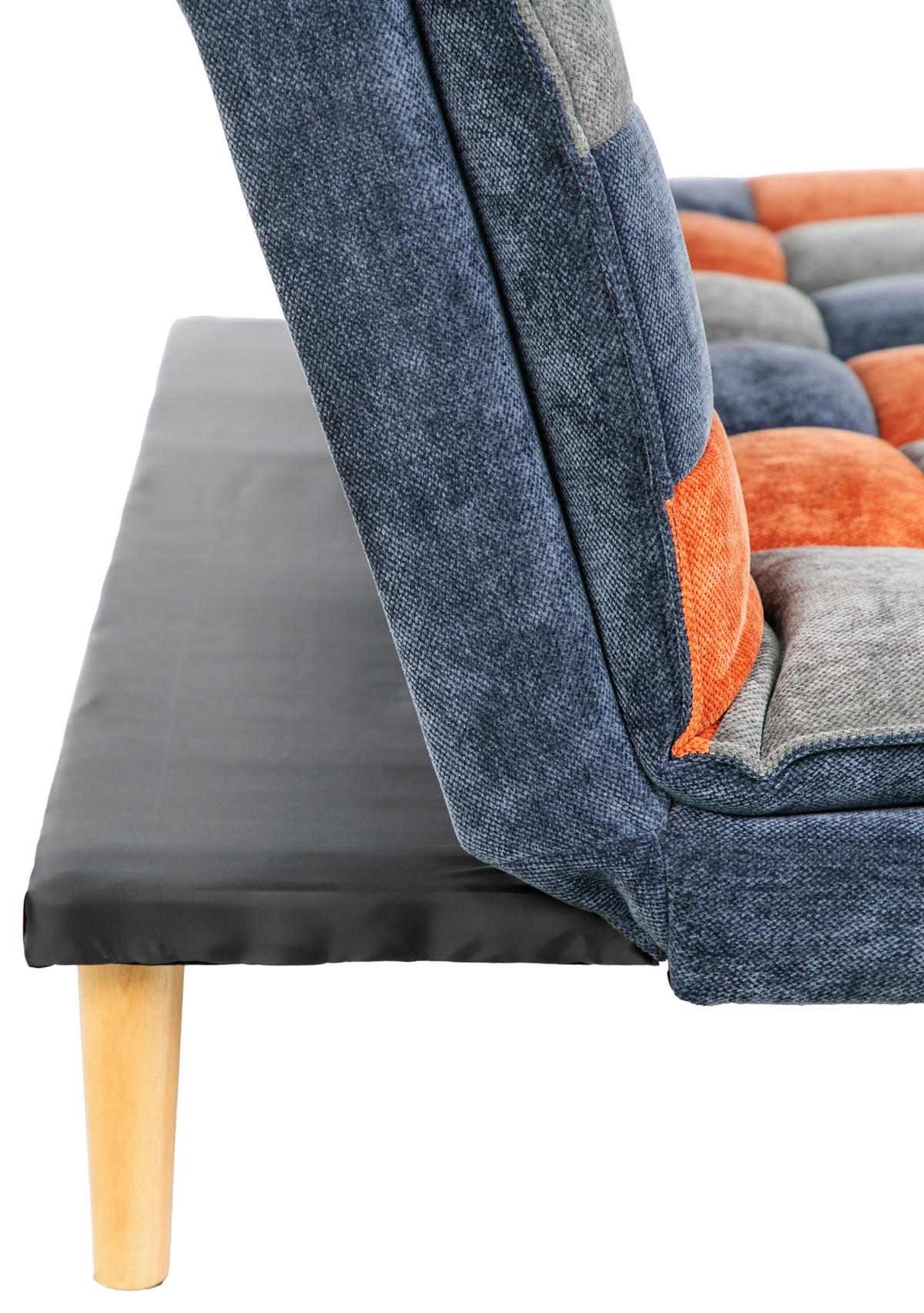 SCHLAFSOFA Chenille Blau, Grau, Orange  - Blau/Naturfarben, Design, Holz/Textil (180/77/91cm) - MID.YOU