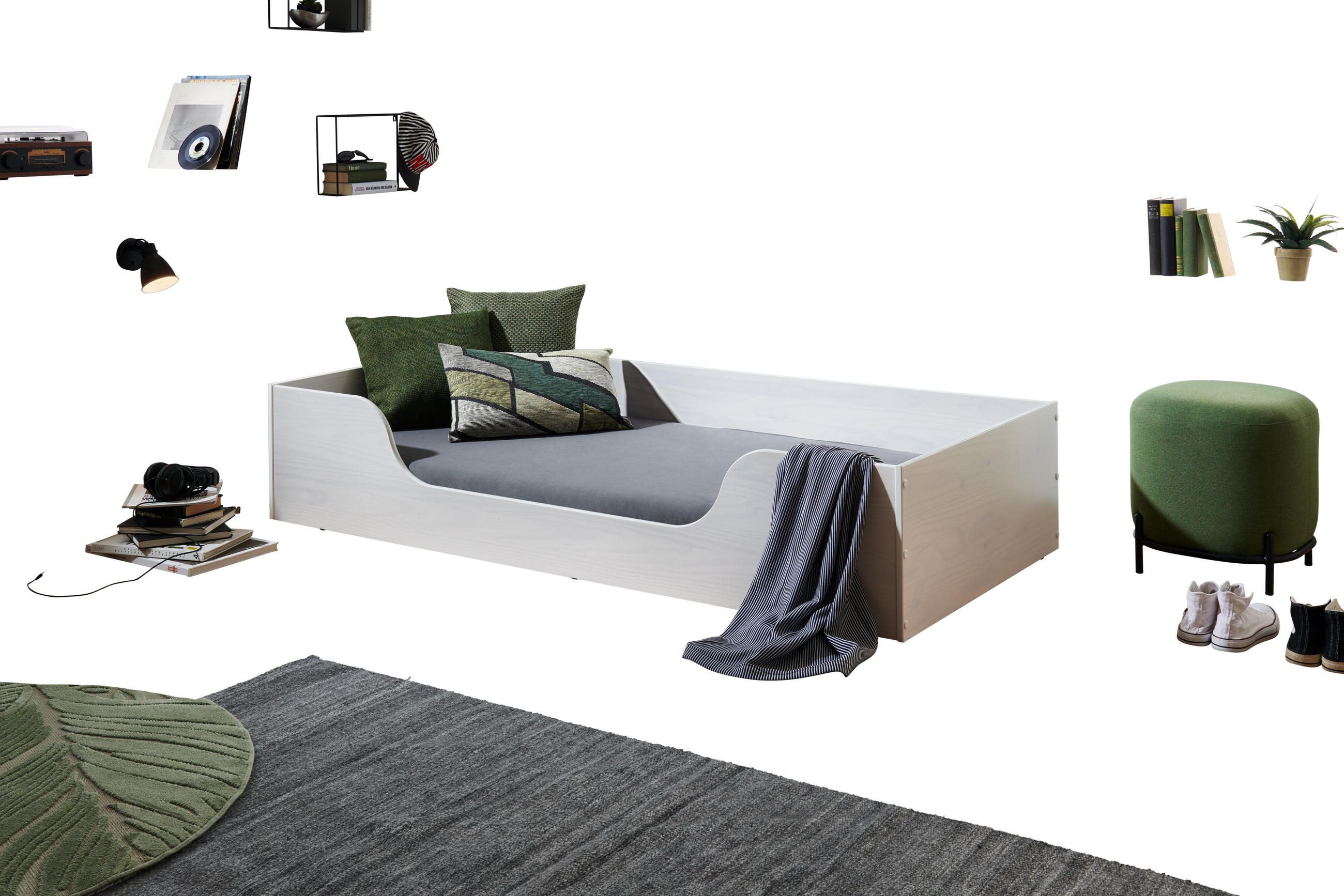 BODENBETT Weiß  - Naturfarben/Weiß, Basics, Holz (90/200cm) - MID.YOU