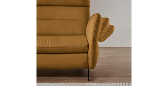 ECKSOFA in Echtleder Currygelb 169/298 cm - Currygelb/Schwarz, Design, Leder/Metall (169/298cm) - Dieter Knoll