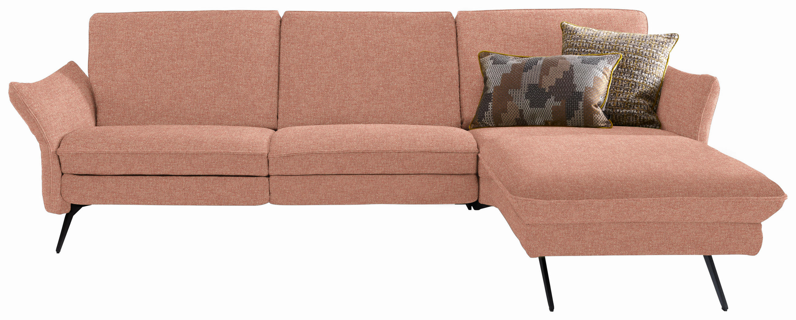 ECKSOFA in Mikrofaser Hellrot  262/158 cm  - Hellrot/Anthrazit, Design, Textil/Metall (262/158cm) - Himolla Komfortklass