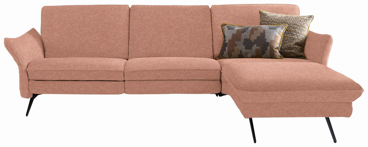 ECKSOFA in Mikrofaser Hellrot  - Hellrot/Anthrazit, Design, Textil/Metall (262/158cm) - Himolla Komfortklass