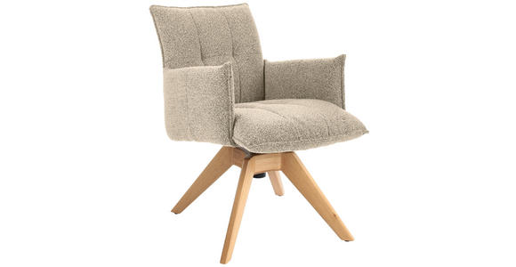 ARMLEHNSTUHL in Webstoff - Eichefarben/Beige, Design, Holz/Textil (57/86/65cm) - Valnatura