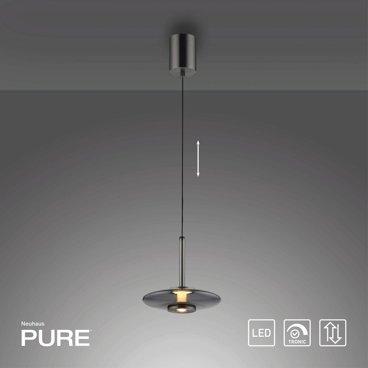 LED-PENDELLEUCHTE Pure Vitrum 22/200/200 cm   - Grau, Design, Glas/Metall (22/200/200cm) - Neuhaus PURE