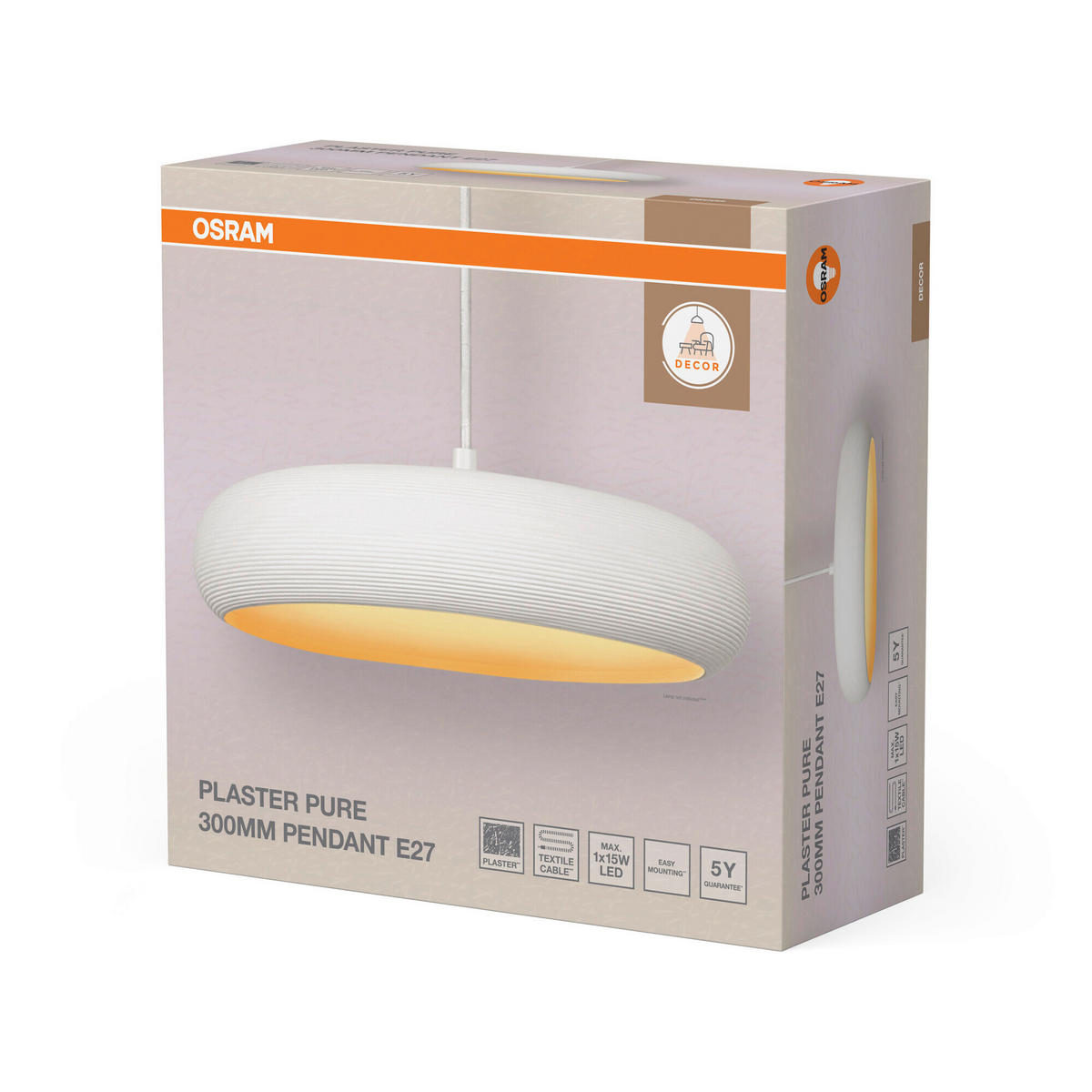 HÄNGELEUCHTE 29.8/113 cm  - Weiß, Basics, Stein/Metall (29.8/113cm) - Osram