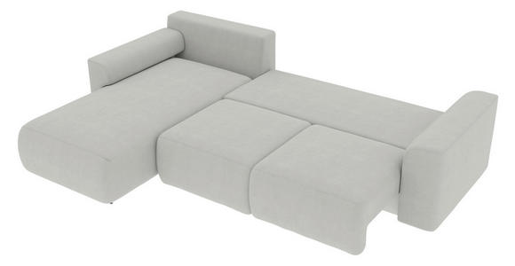 ECKSOFA in Velours Hellgrau  - Chromfarben/Hellgrau, KONVENTIONELL, Kunststoff/Textil (195/293cm) - Carryhome