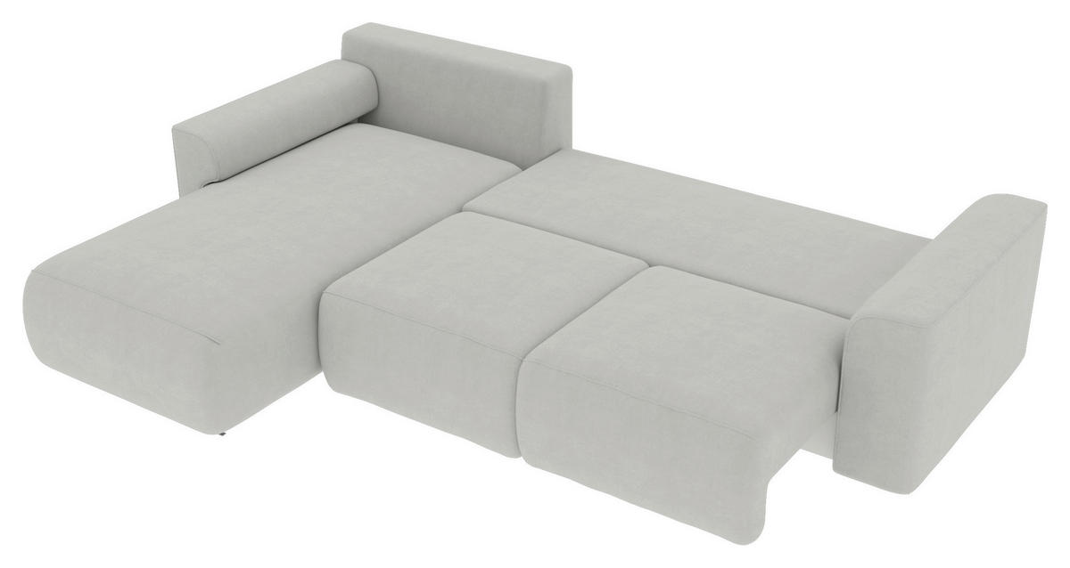 ECKSOFA in Velours Hellgrau  195/293 cm  - Chromfarben/Hellgrau, KONVENTIONELL, Kunststoff/Textil (195/293cm) - Carryhome