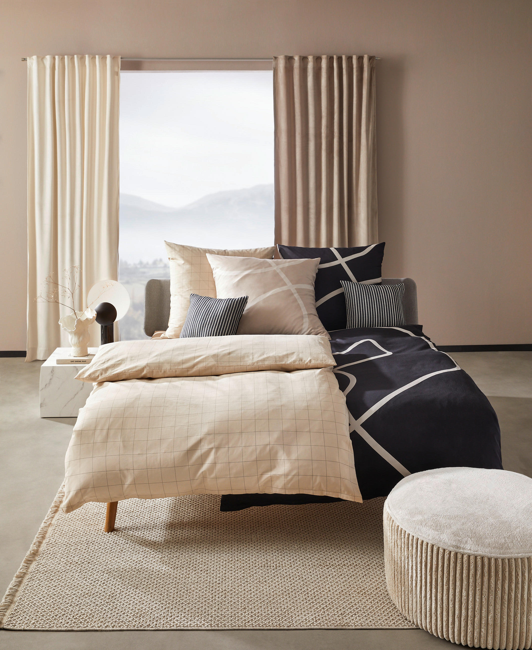 WENDEBETTWÄSCHE JustB! by Bettina Zimmermann Satin 135/200 cm  - Greige/Beige, Basics, Textil (135/200cm) - Musterring