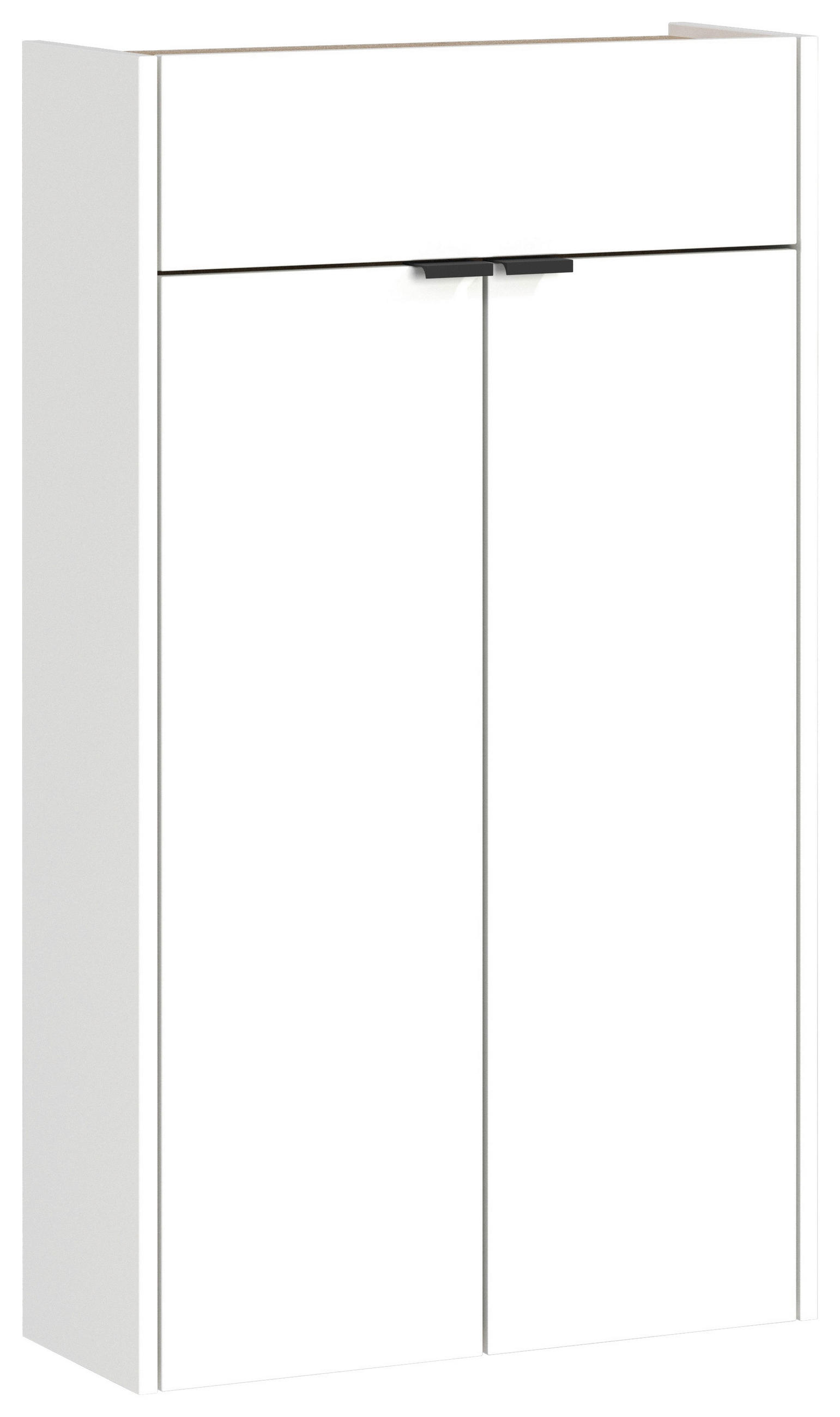 SCHUHSCHRANK Weiß, Eichefarben  - Eichefarben/Schwarz, Design, Holzwerkstoff/Kunststoff (56/97/22cm)