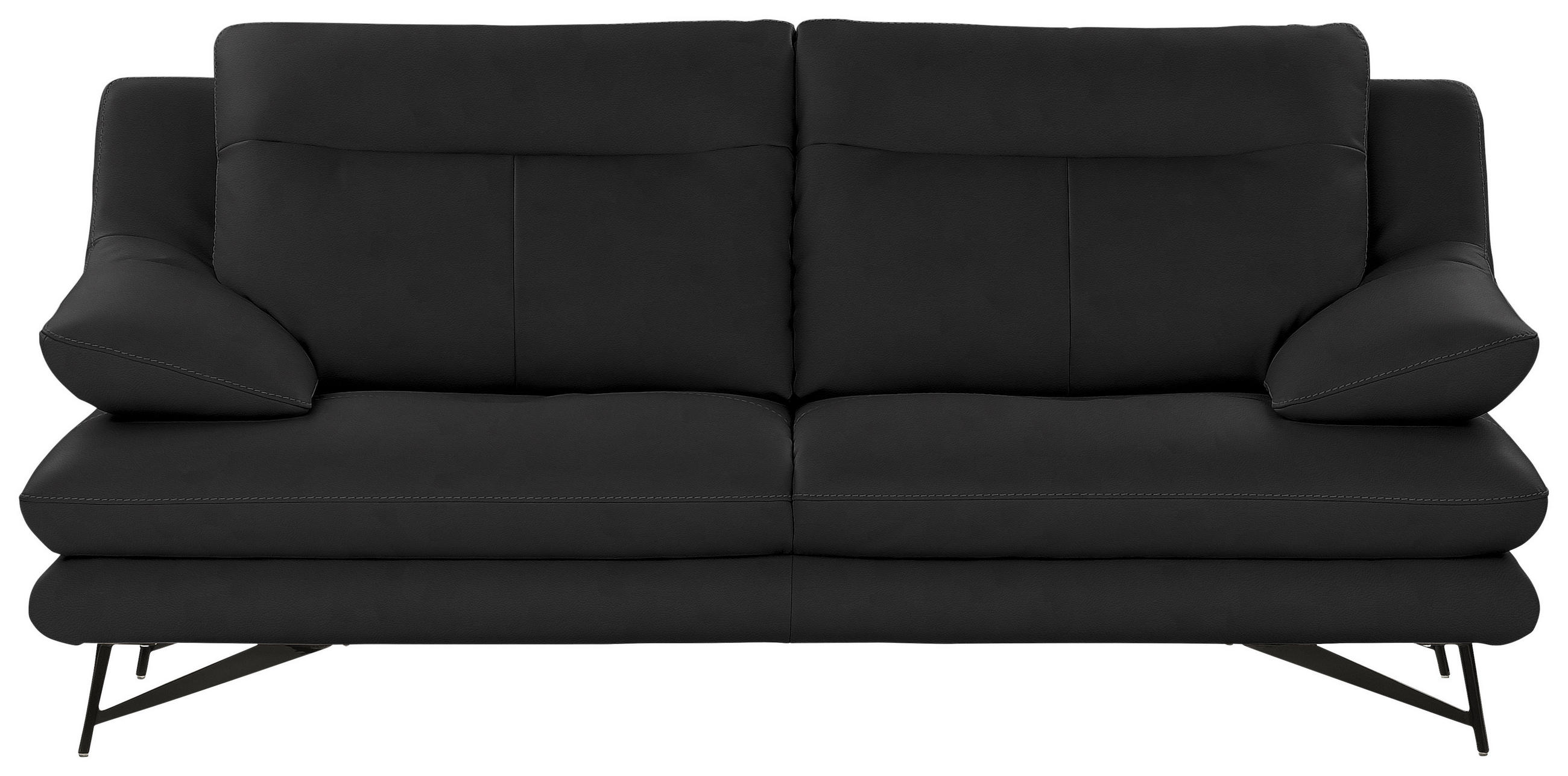 3-SITZER-SOFA in Leder Anthrazit  - Anthrazit, Design, Leder/Metall (215/90/109cm)