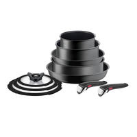PFANNENSET Ingenio Ultimate Aluminium 10-teilig  - Dunkelgrau, Basics, Glas/Metall (32,5/32,5/24cm) - Tefal