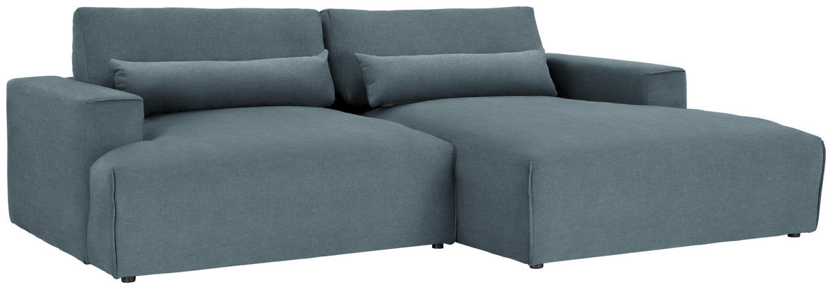 ECKSOFA Struktur Blaugrau  - Blaugrau/Schwarz, Design, Kunststoff/Textil (267/187cm) - Stylife