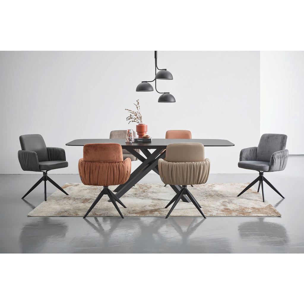 Thumbnail - Moderano Armlehnstuhl, Anthrazit, Schwarz, Metall, Leder, Echtleder, Rindleder, Drehkreuz, 59x85x62 cm, Lederauswahl, St...