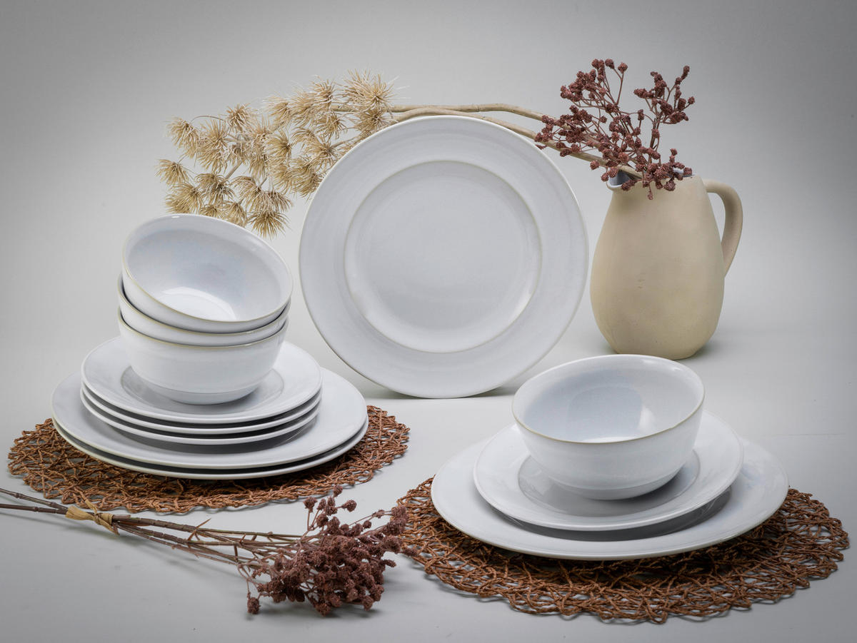 KOMBISERVICE ANTIQUE OFFWHITE 12-teilig  - Weiß, Basics, Keramik - Creatable