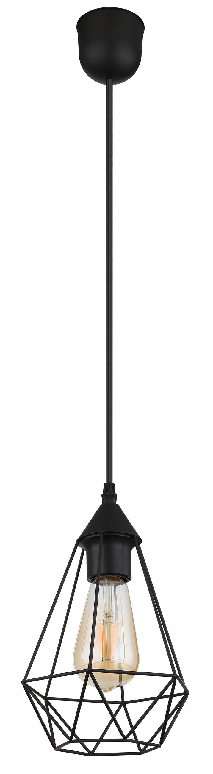 HÄNGELEUCHTE 17/120 cm    - Schwarz, Design, Metall (17/120cm) - Globo