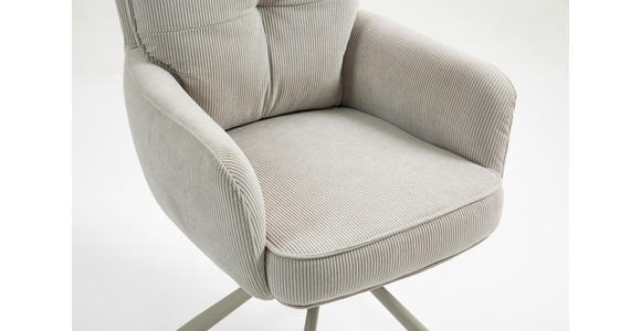ARMLEHNSTUHL  Sitzfläche 180° drehbar, automatische Rückholfunktion Feincord  - Beige, Design, Textil/Metall (61/95/67cm) - Novel