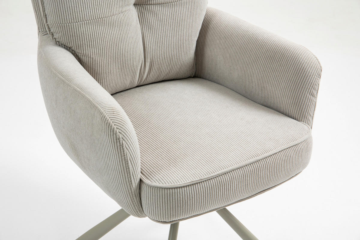 ARMLEHNSTUHL  in Feincord  - Beige, Design, Textil/Metall (61/95/67cm) - Novel