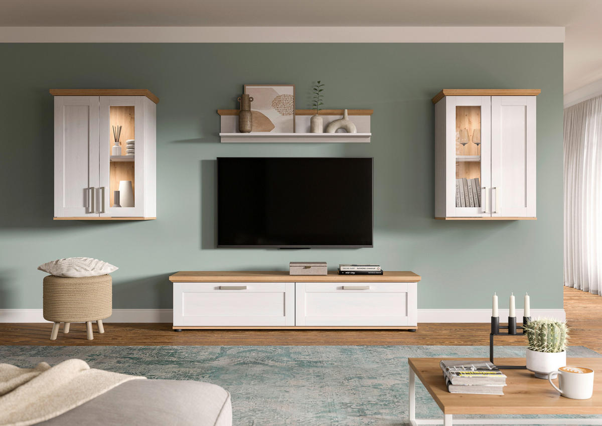 WOHNWAND 4-teilig  in Lärchefarben, Eiche Artisan  316/161/40 cm  - Silberfarben/Lärchefarben, Design, Holzwerkstoff/Kunststoff (316/161/40cm) - Livetastic