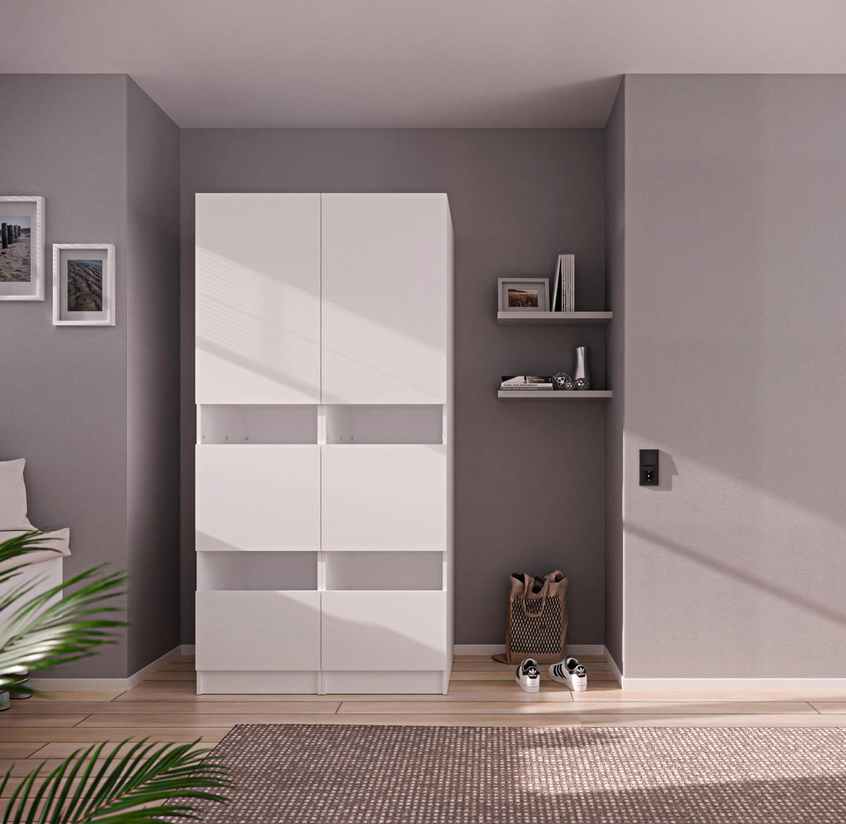 MEHRZWECKSCHRANK 50/200/68 cm  in Weiß  - Schwarz/Weiß, Design, Holzwerkstoff/Metall (50/200/68cm) - Milino