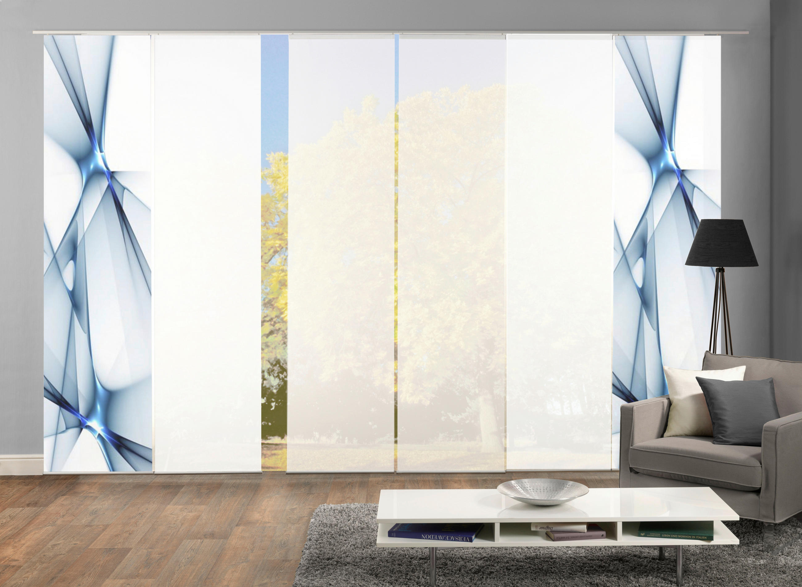 FLÄCHENVORHANG FRANKLIN, 6-TLG  6 Stück    60/245 cm  - Blau, Basics, Textil (60/245cm)