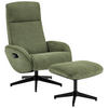 RELAXSESSELSET inkl. Funktion Cord Relaxfunktion, Hocker    - Schwarz/Olivgrün, Design, Textil/Metall (75/106/74cm) - Xora