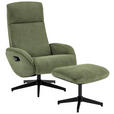 RELAXSESSELSET inkl. Funktion Cord Relaxfunktion, Hocker - Schwarz/Olivgrün, Design, Textil/Metall (75/106/74cm) - Xora