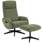 RELAXSESSELSET inkl. Funktion Cord Relaxfunktion, Hocker    - Schwarz/Olivgrün, Design, Textil/Metall (75/106/74cm) - Xora