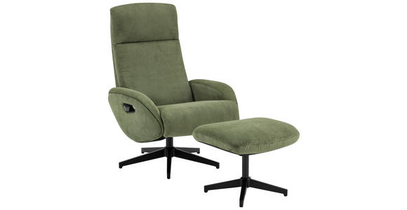 RELAXSESSELSET inkl. Funktion Cord Relaxfunktion, Hocker - Schwarz/Olivgrün, Design, Textil/Metall (75/106/74cm) - Xora