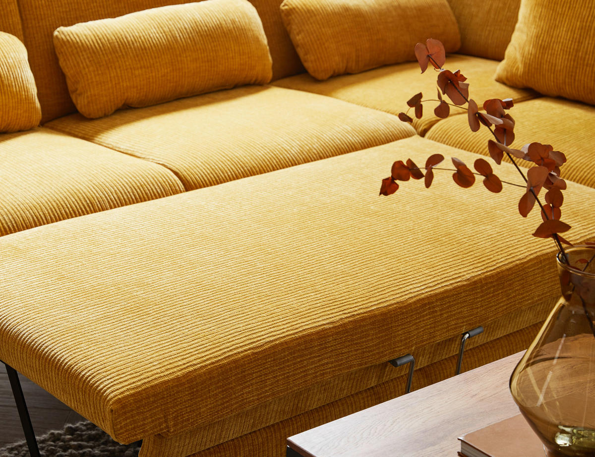 ECKSOFA Beldomo system Currygelb Webstoff  - Currygelb/Schwarz, Design, Textil/Metall (203/258cm) - Beldomo System