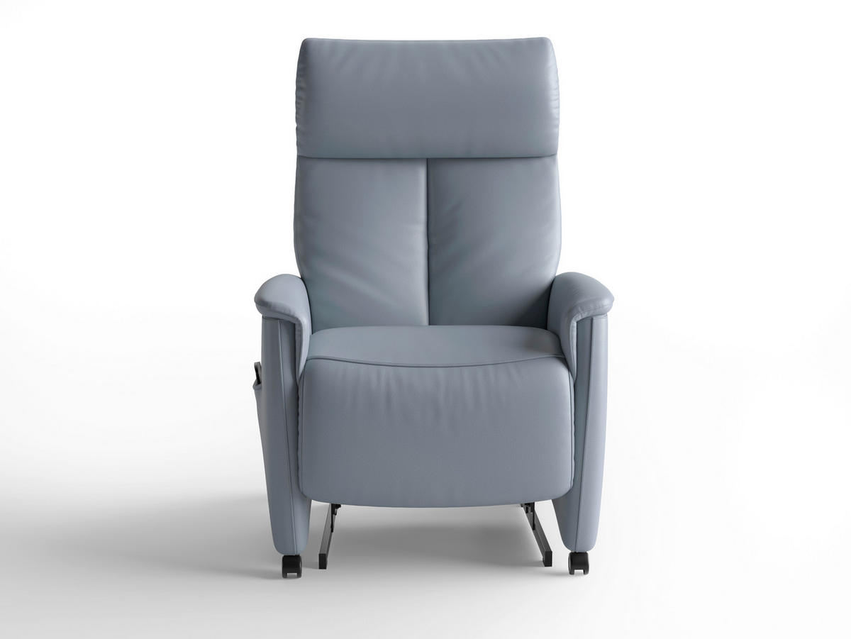 RELAXSESSEL TV CREMONA COMFORT E S1 Echtleder Kopfteilverstellung, Fußteilverstellung, Rücken echt    - Graublau/Schwarz, Basics, Leder/Kunststoff (76/110/84cm) - Sit & More