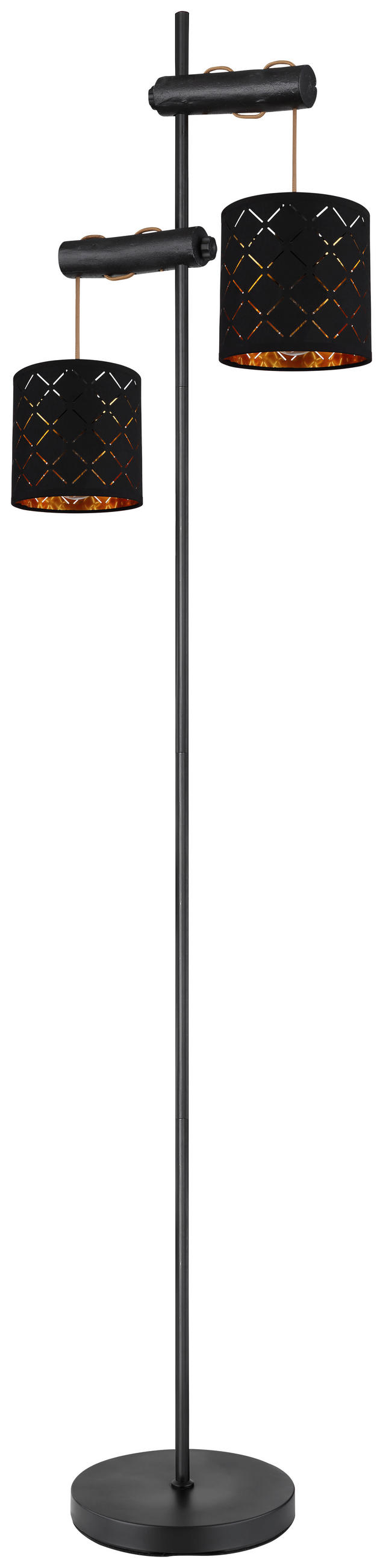 STEHLEUCHTE - Goldfarben/Schwarz, Basics, Holz/Textil (41/23/150cm) - Globo