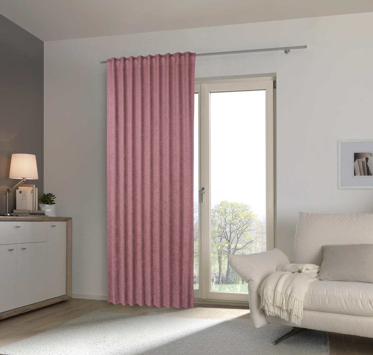 KONČANA ZAVESA  neprosojno   140/245 cm  - sivovijolična, Konvencionalno, tekstil (140/245cm) - Esposa