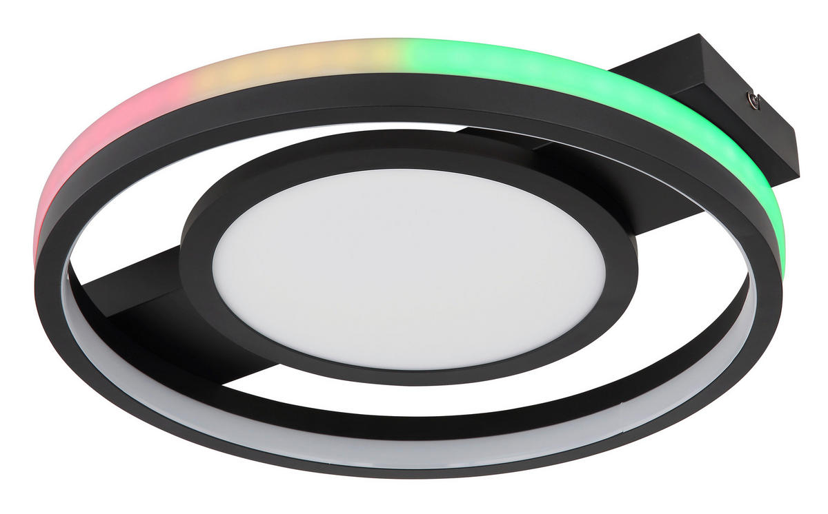 DECKENLEUCHTE 40 W    43/40/6,8 cm  - Weiss/Opal, Trend, Kunststoff/Metall (43/40/6,8cm) - Globo