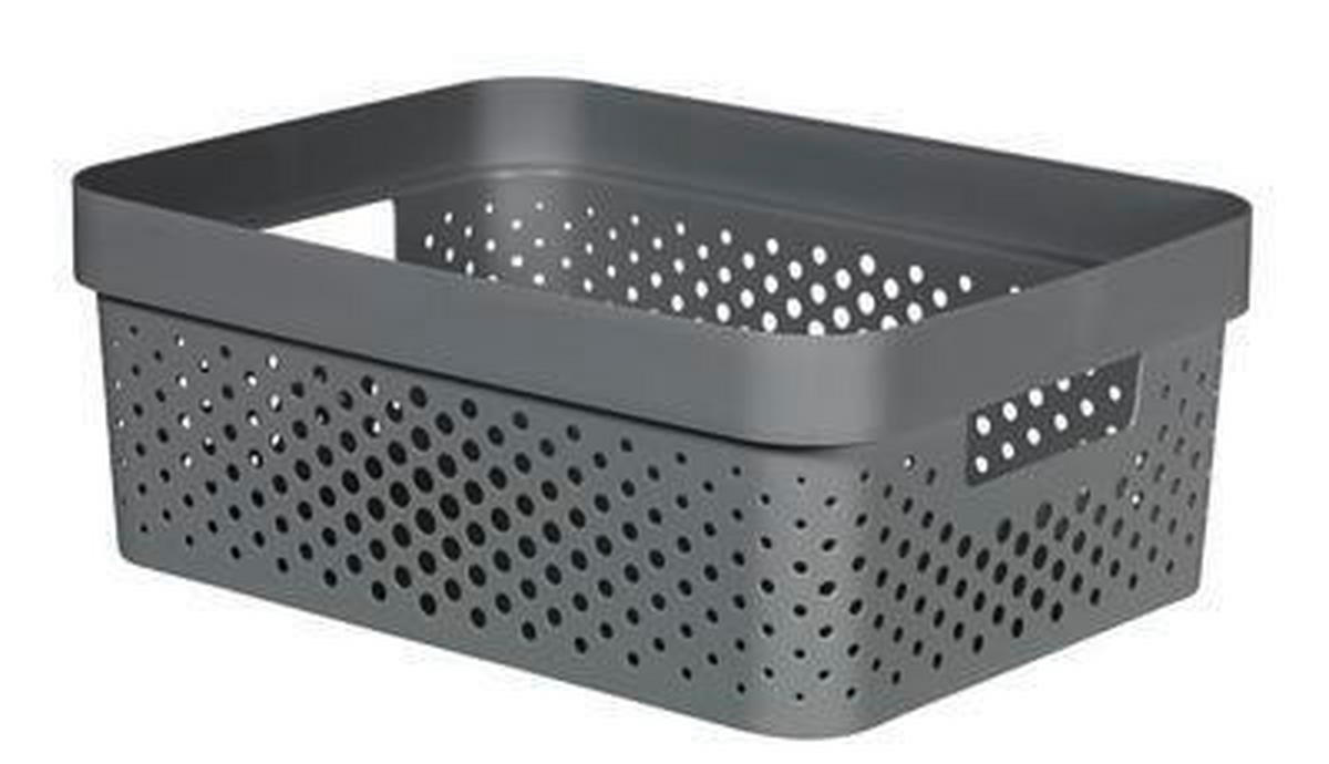TÁROLÓDOBOZ 35.5/26.6/13.6 cm  - szürke, Basics, műanyag (35.5/26.6/13.6cm)