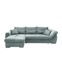 ECKSOFA Hellblau Cord Zierkissen, Rückenkissen, Nierenkissen, Bettkasten  - Chromfarben/Hellblau, MODERN, Textil/Metall (188/302cm) - MID.YOU