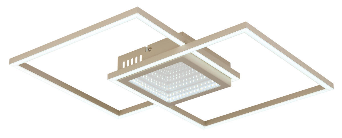 LED-DECKENLEUCHTE Saunders 42,6/42,6/5 cm  - Sandfarben/Opal, Design, Kunststoff/Metall (42,6/42,6/5cm) - Globo