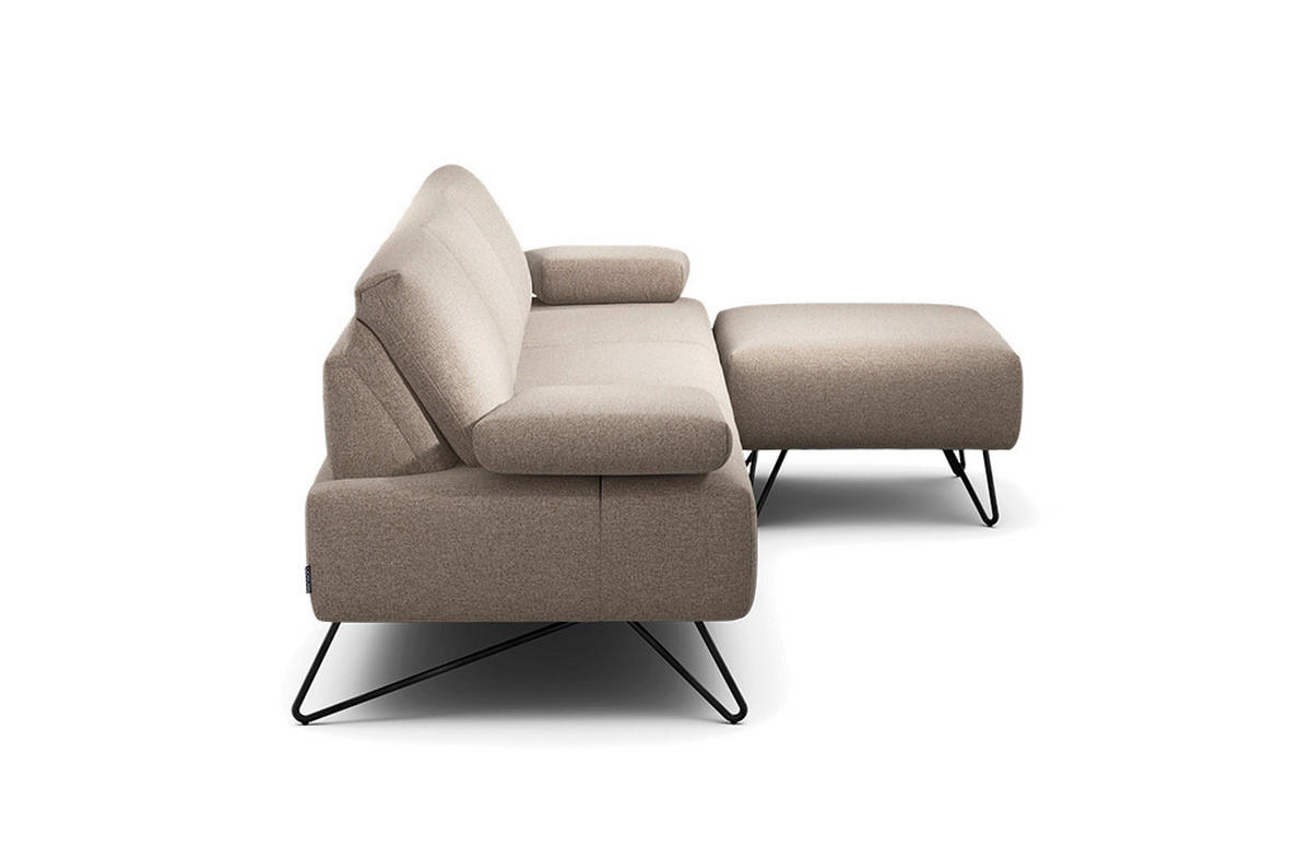 3-SITZER-SOFA Chenille Sandfarben  - Sandfarben/Schwarz, Design, Textil/Metall (234-264/85/86-94cm) - SENSOO