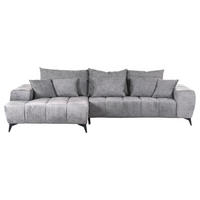 ECKSOFA  in Flachgewebe Hellgrau  205/300 cm  - Hellgrau/Schwarz, KONVENTIONELL, Textil/Metall (205/300cm) - Carryhome